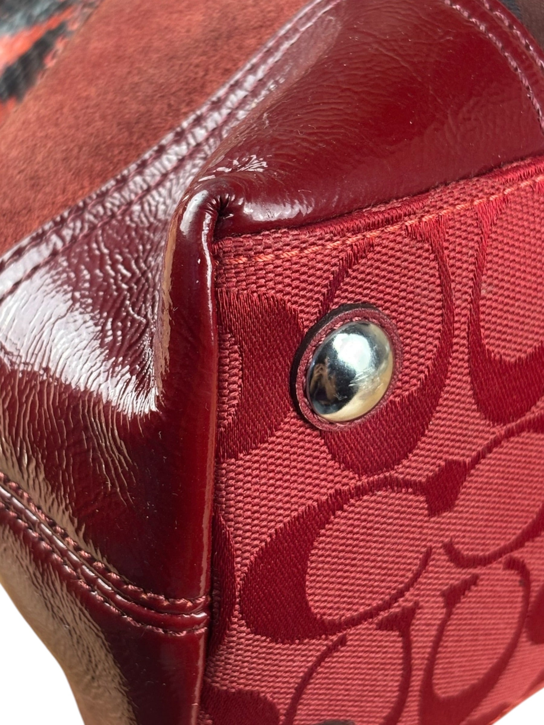 Coach Red Leather Patchwork Handbag