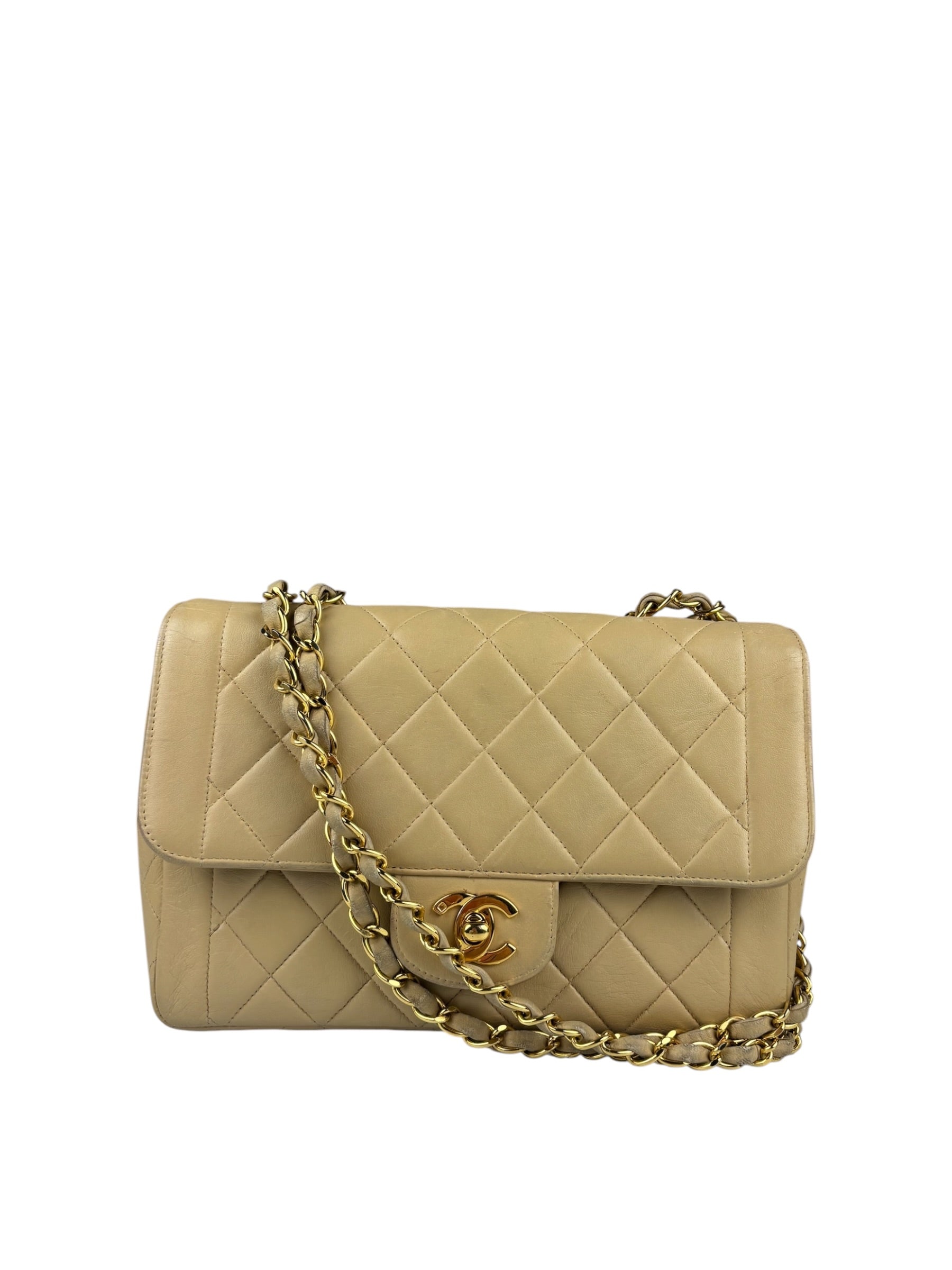 Chanel Vintage Beige Clair Quilted Leather Classic Flap Bag 2004