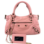 Balenciaga Pink Lambskin Motocross Classic City Two-Way Bag