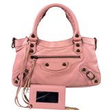 Balenciaga Pink Lambskin Motocross Classic City Two-Way Bag