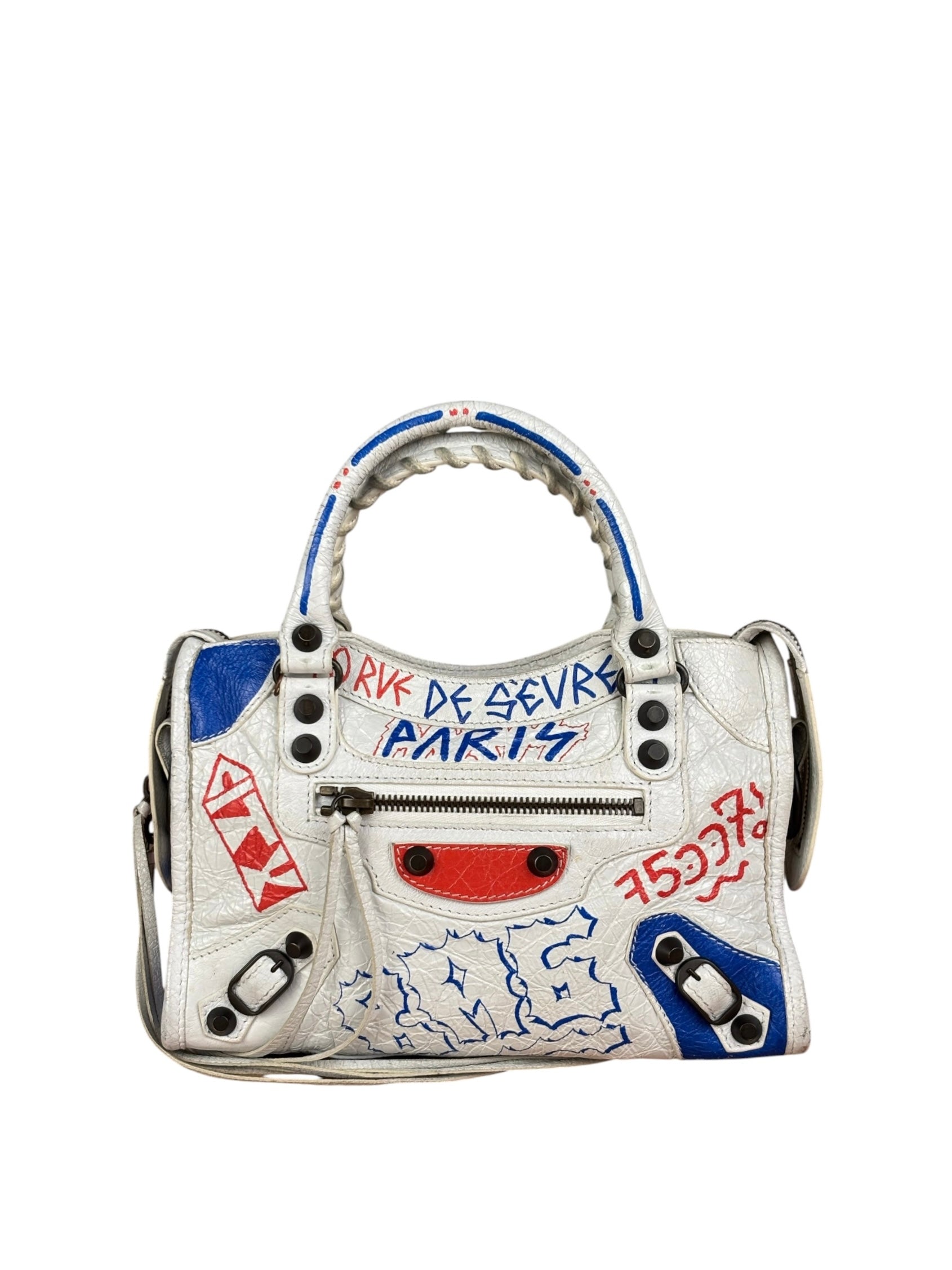 Balenciaga Mini White Graffiti Le City Bag