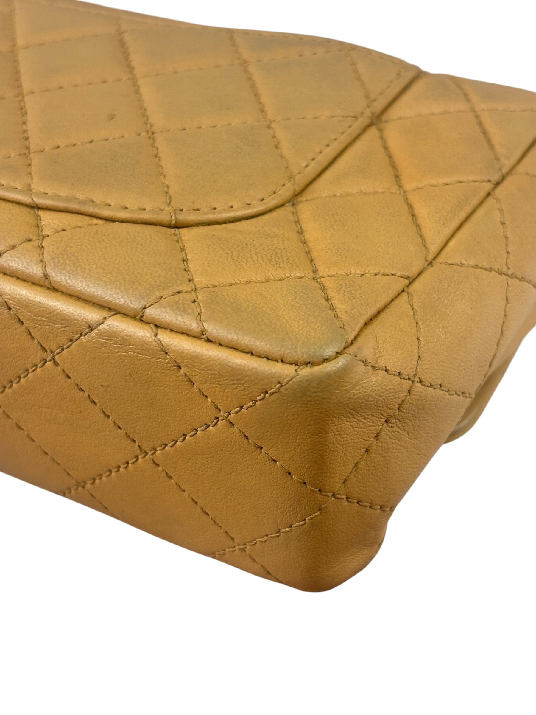 Chanel Beige Quilted Lambskin Tortoiseshell Chain Flap 1996