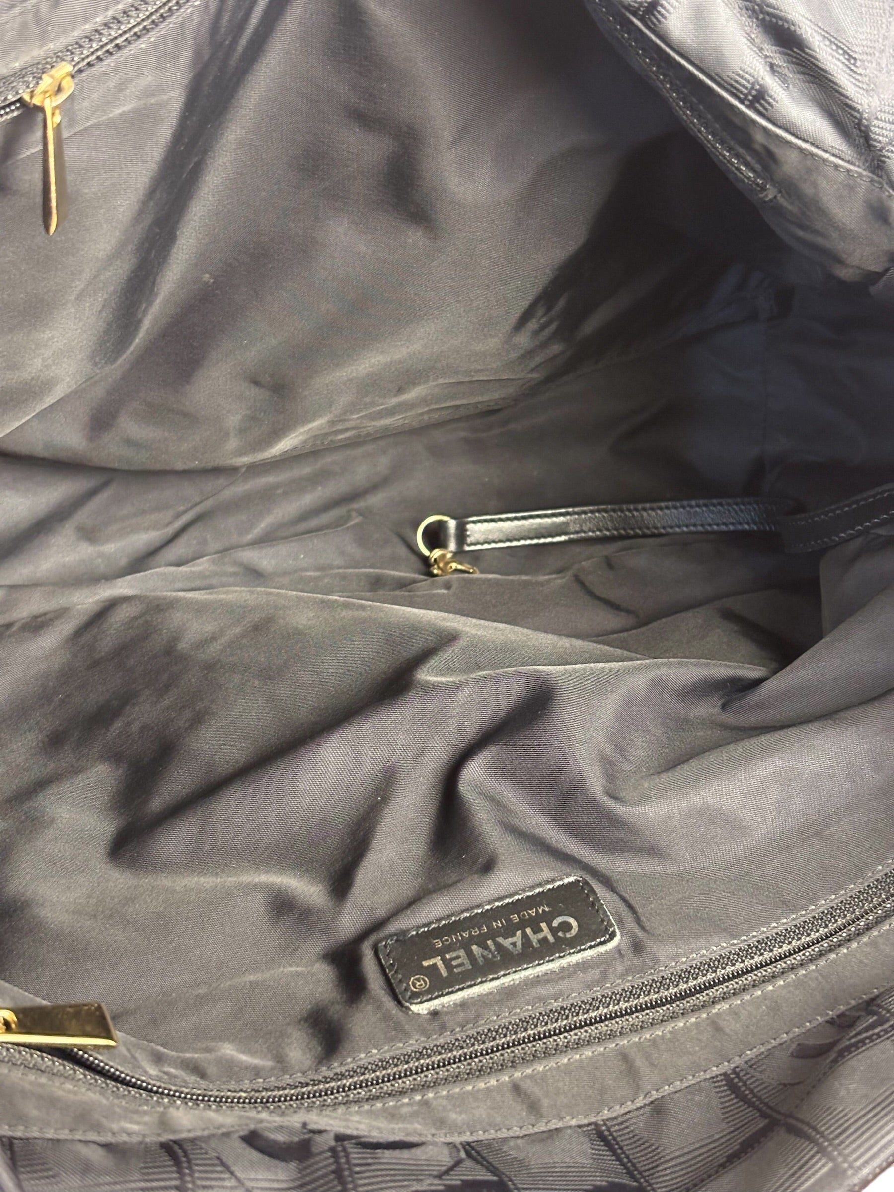 Chanel Vintage Black Travel Line Tote Bag