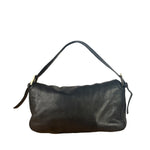 Fendi Vintage Black Leather Double Flap Baguette