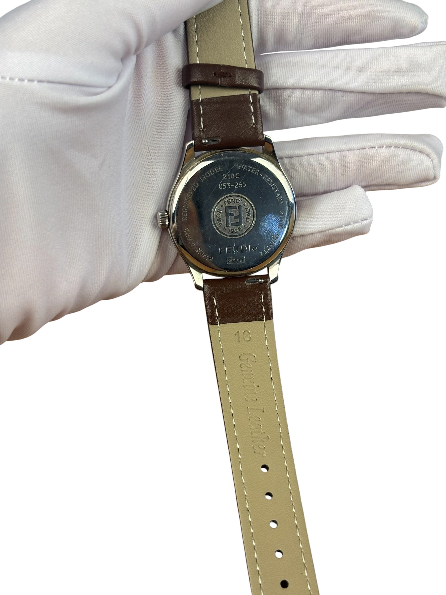 Fendi 210G Salmon Dial Brown Leather Strap