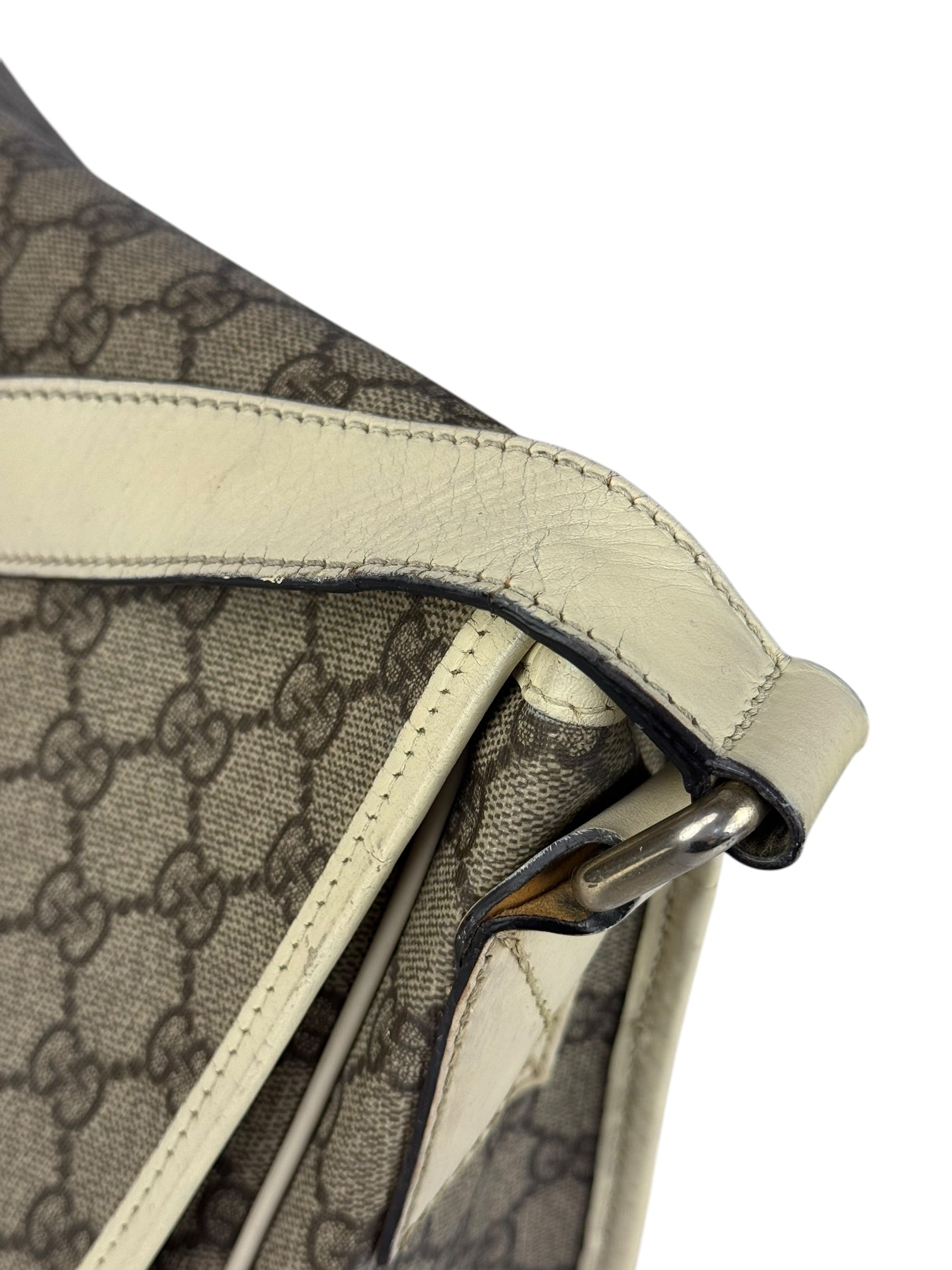 Gucci GG Leather Lined Flap Messenger Bag