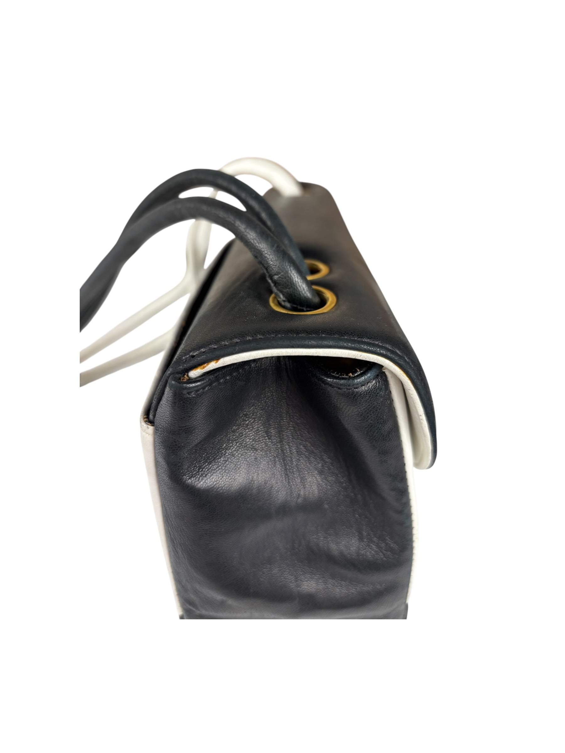 Chanel Black/White Leather Shoulder/Tote Bag 2017