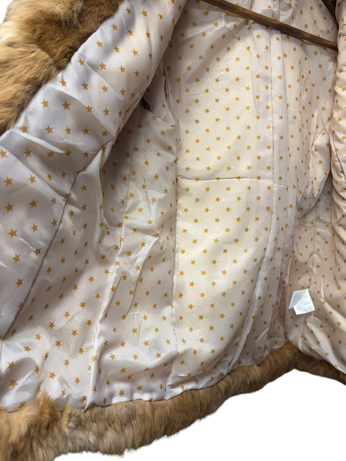 Vintage Nouerue Golden Brown Rabbit Stars Liner Fur Coat