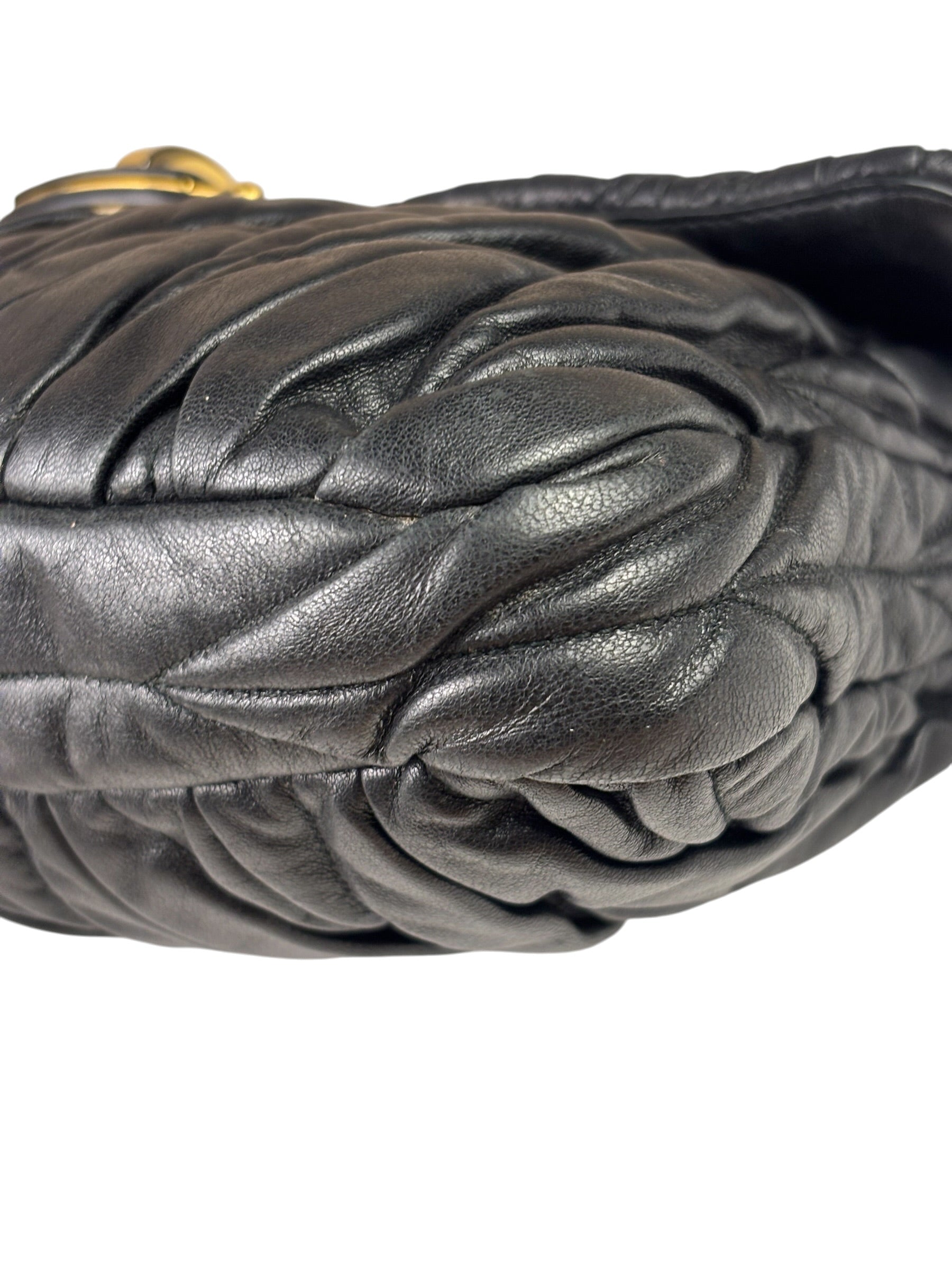 Miu Miu Black Leather Matelasse Shoulder Bag