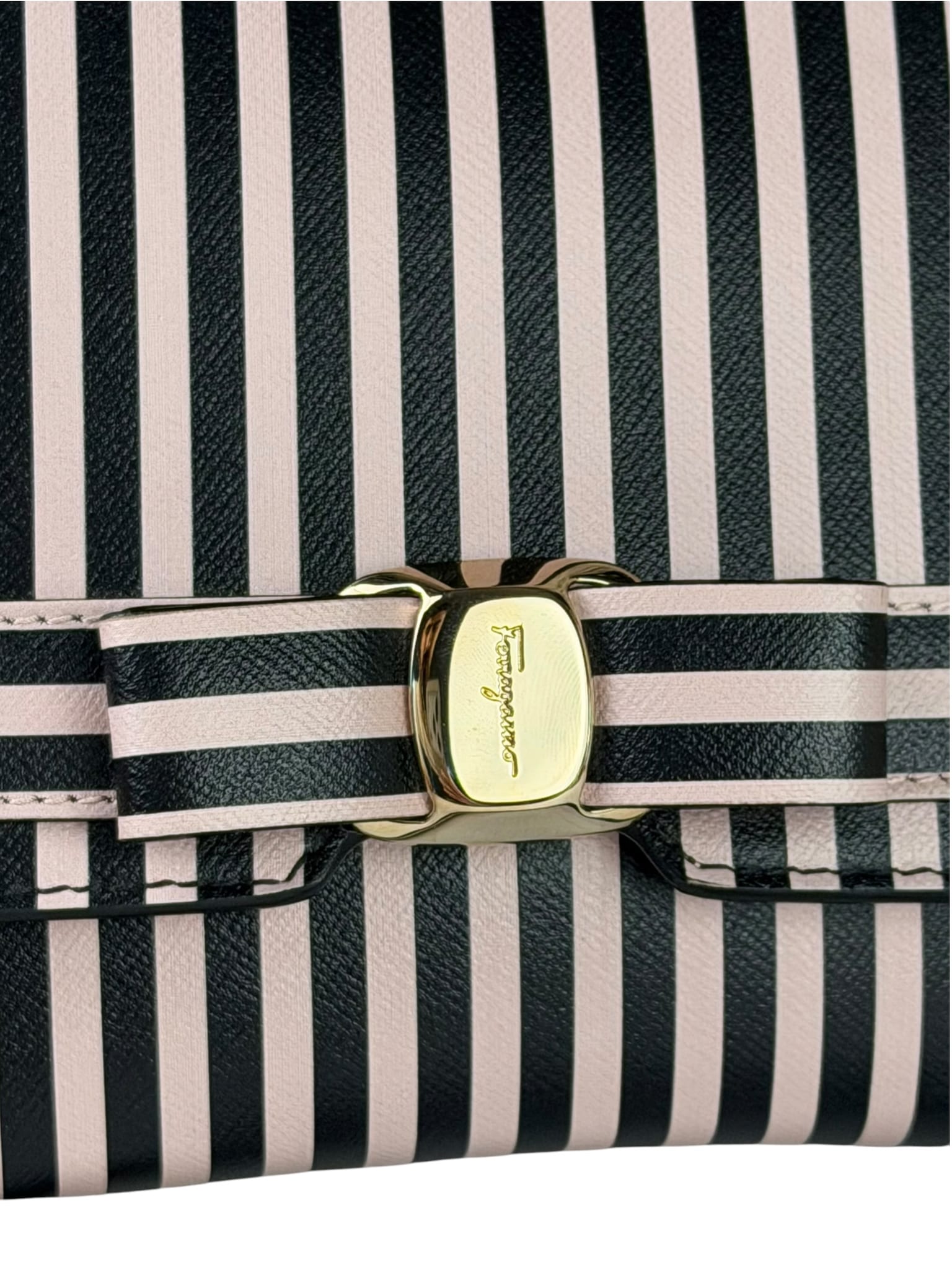 Salvatore Ferragamo Pink/Black Striped Crossbody Bag