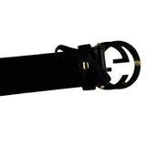 Gucci Black Leather GG Buckle Belt