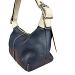 Coach Leather Shoulder Bag Navy/White
