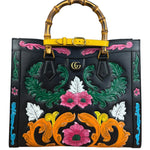 Gucci Black Leather Floral Limited Edition Diana 2Way Tote