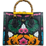 Gucci Black Leather Floral Limited Edition Diana 2Way Tote