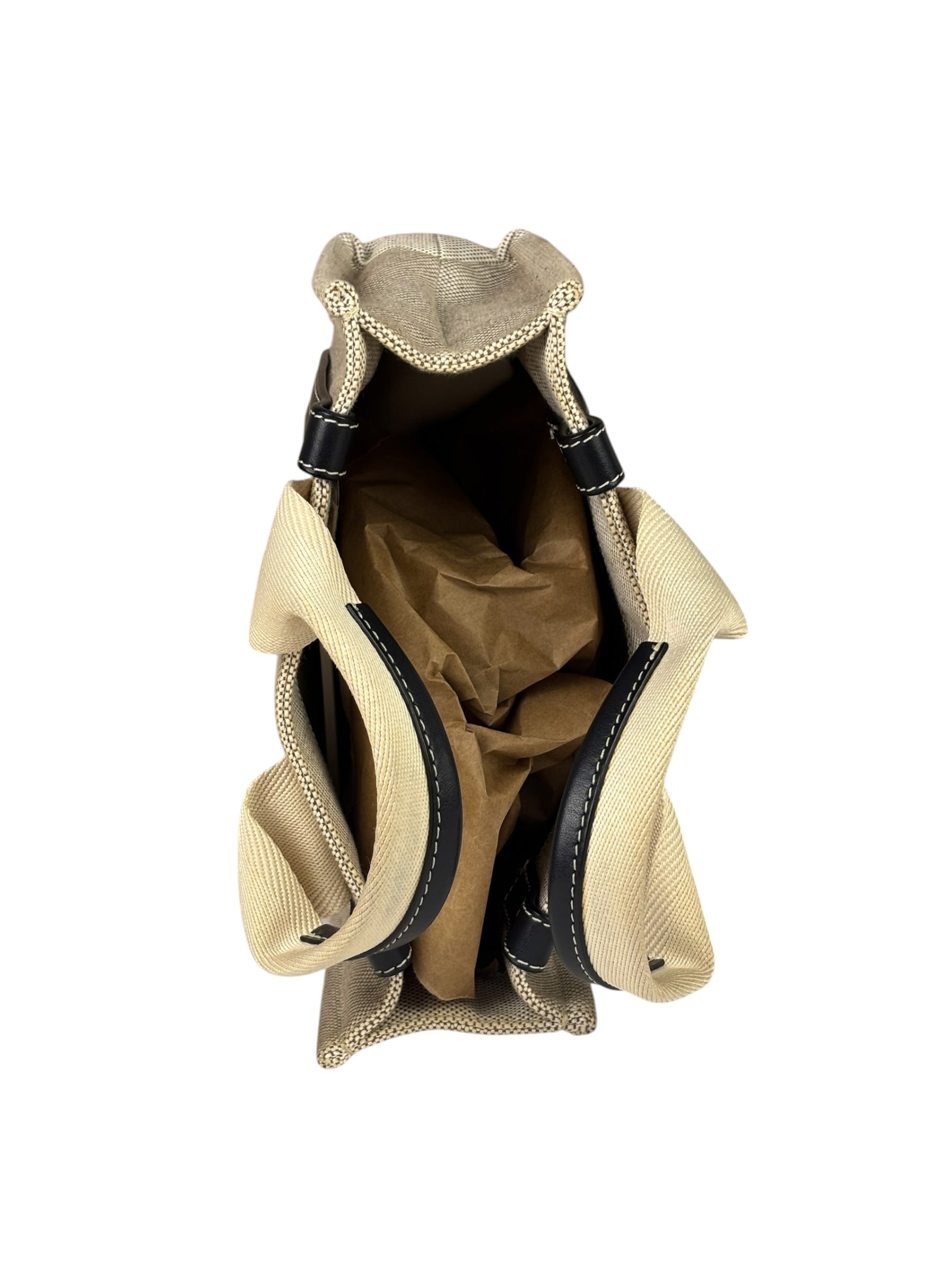 Chloe Beige Leather Trim Woody Tote Bag