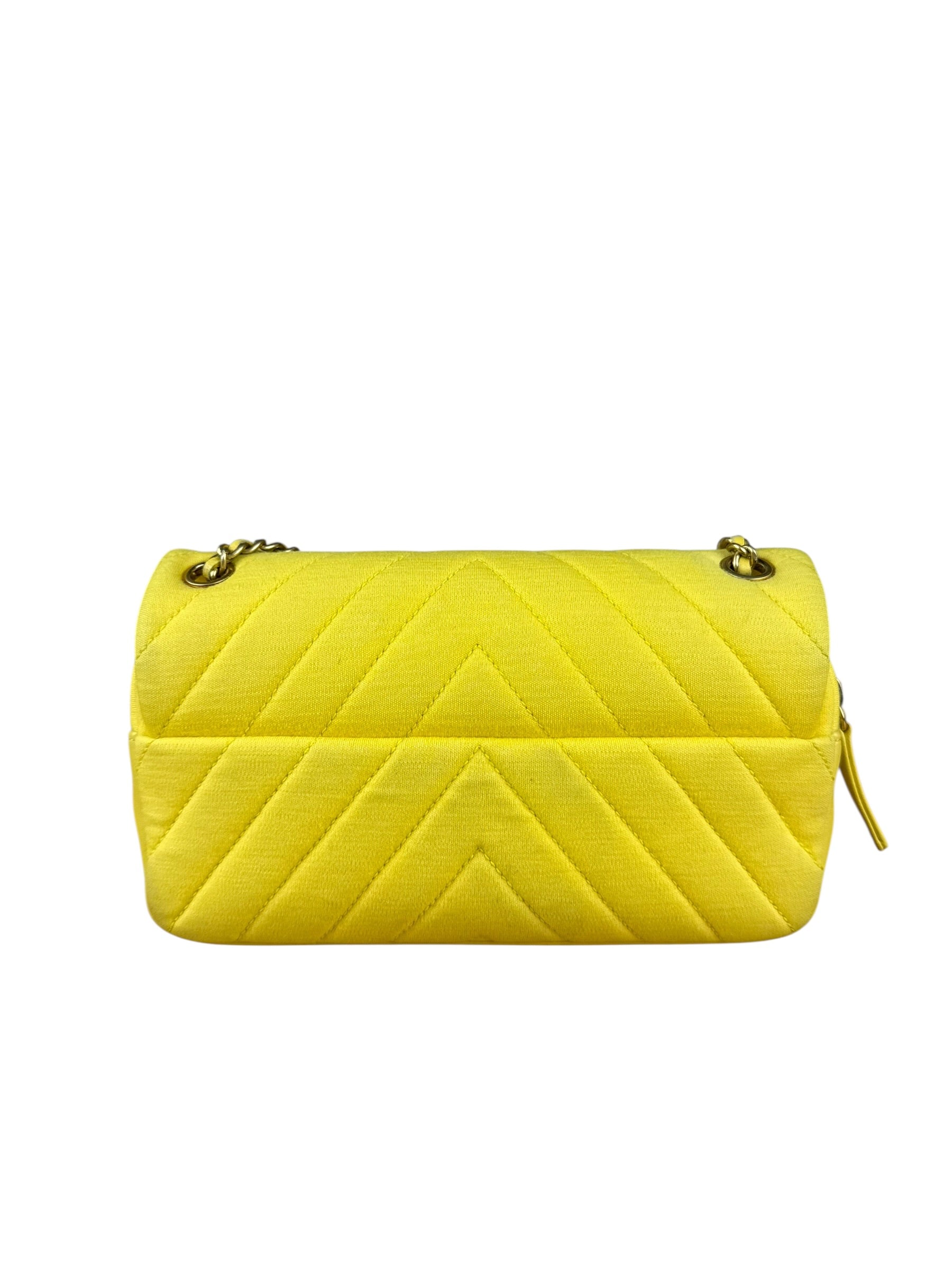 Chanel Yellow Chevron Flap Chain Shoulder Bag 2015