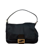 Fendi Black Leather Trim Mamma Baguette