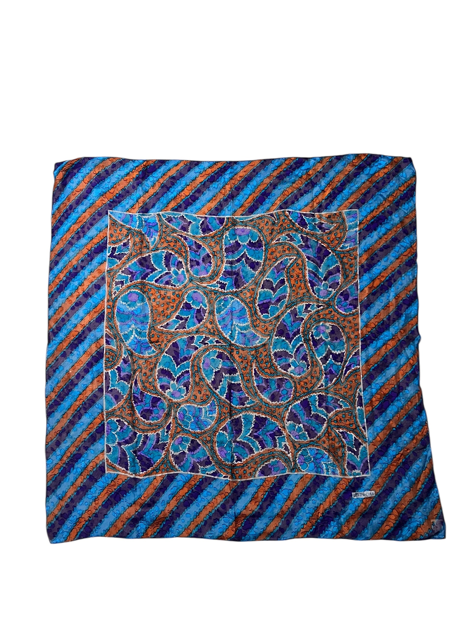 Givenchy Dark Multi Striped Shear Silk Scarf