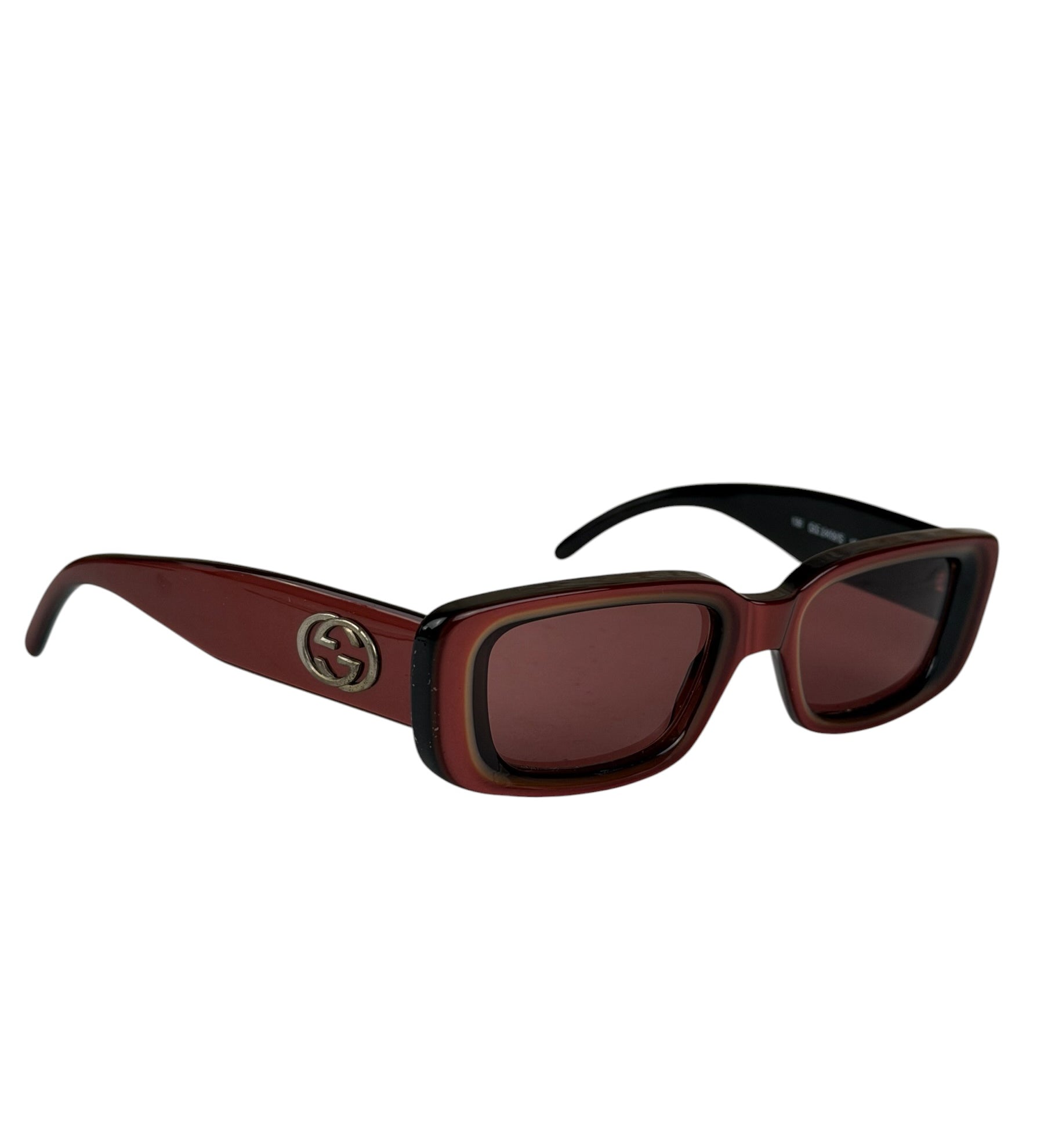 Gucci Maroon Rectangle Frame Sunglasses