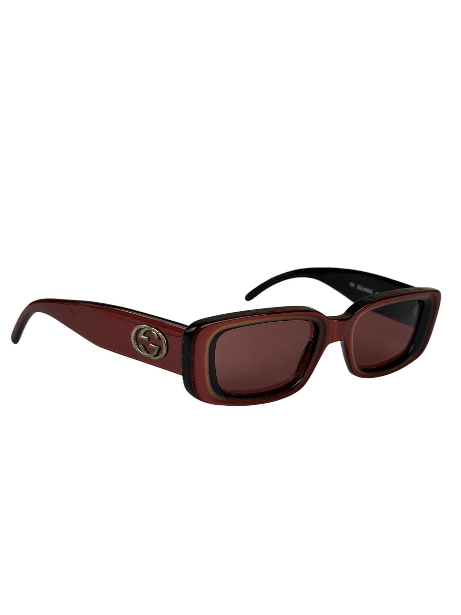 Gucci Maroon Rectangle Frame Sunglasses