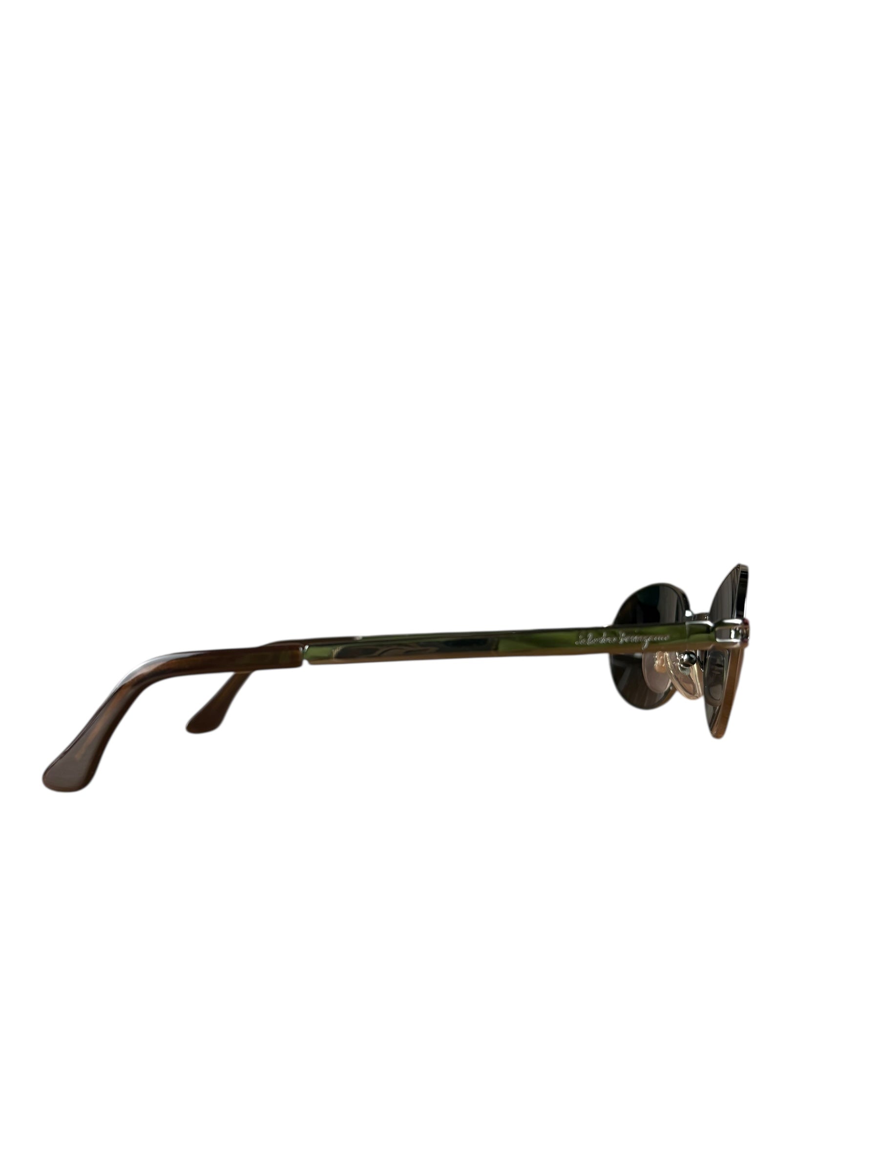 Ferragamo Circle Frame Gray Sunglasses