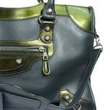 Balenciaga Green Calfskin Metallic Trim Giant 12 City Bag