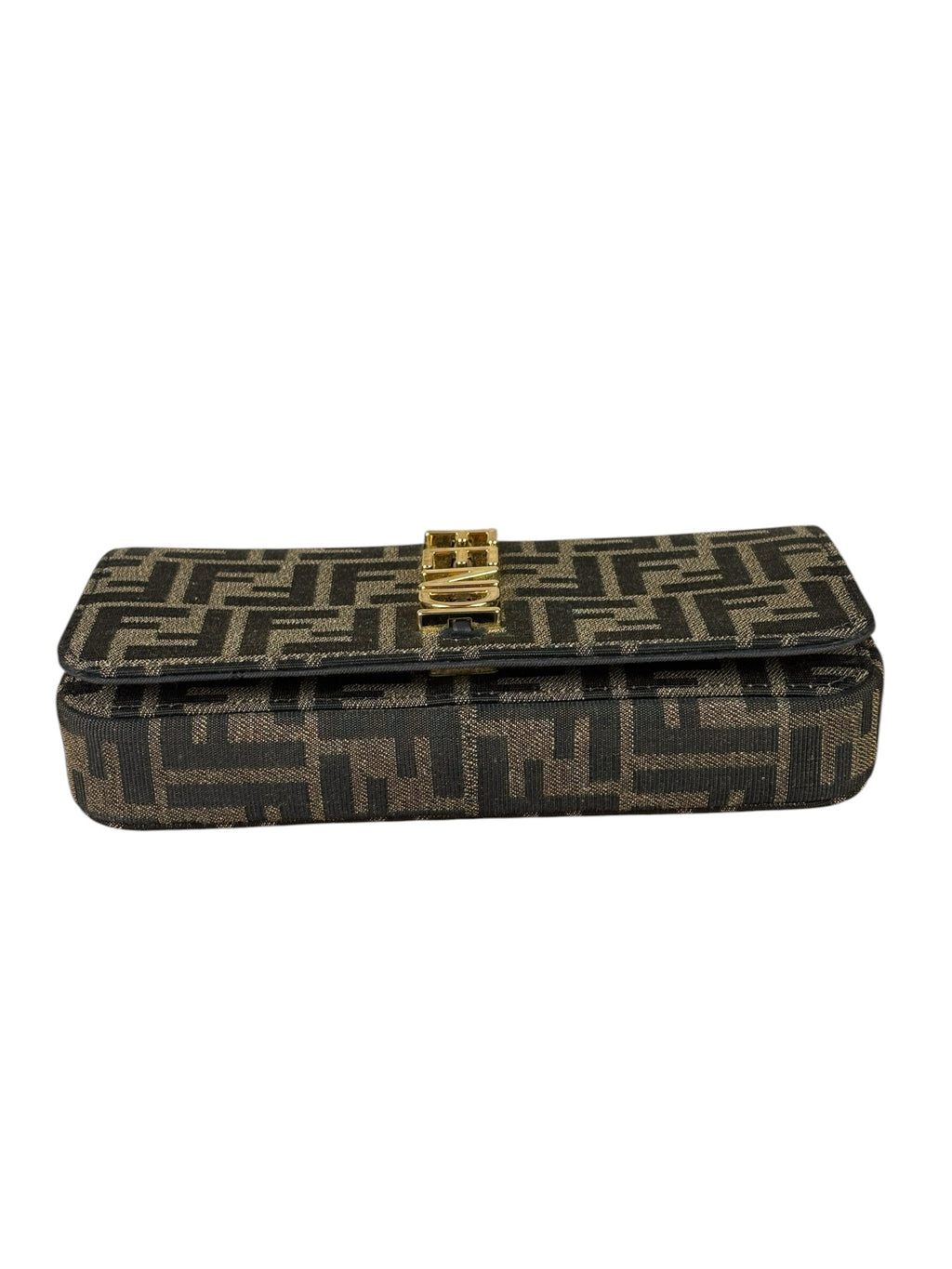 Fendi Brown Leather Trim Zucca Jacquard Fendigraphy Wallet On Chain