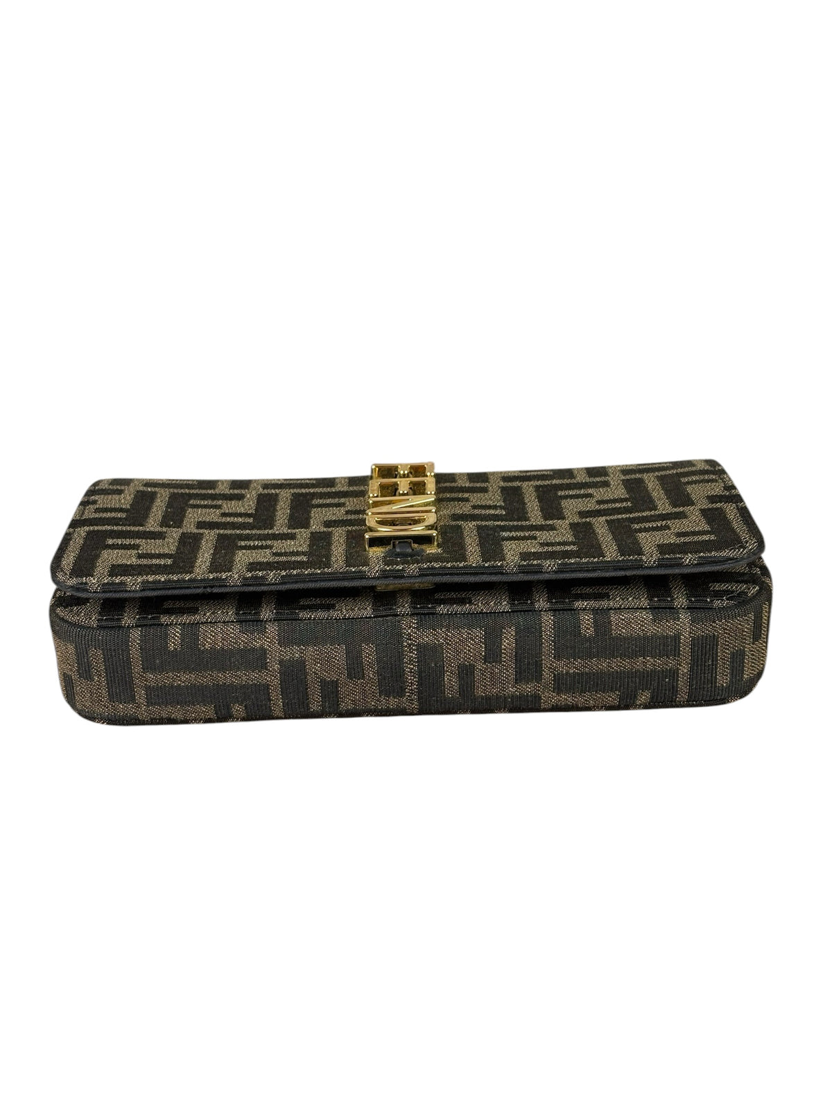 Fendi Brown Leather Trim Zucca Jacquard Fendigraphy Wallet On Chain