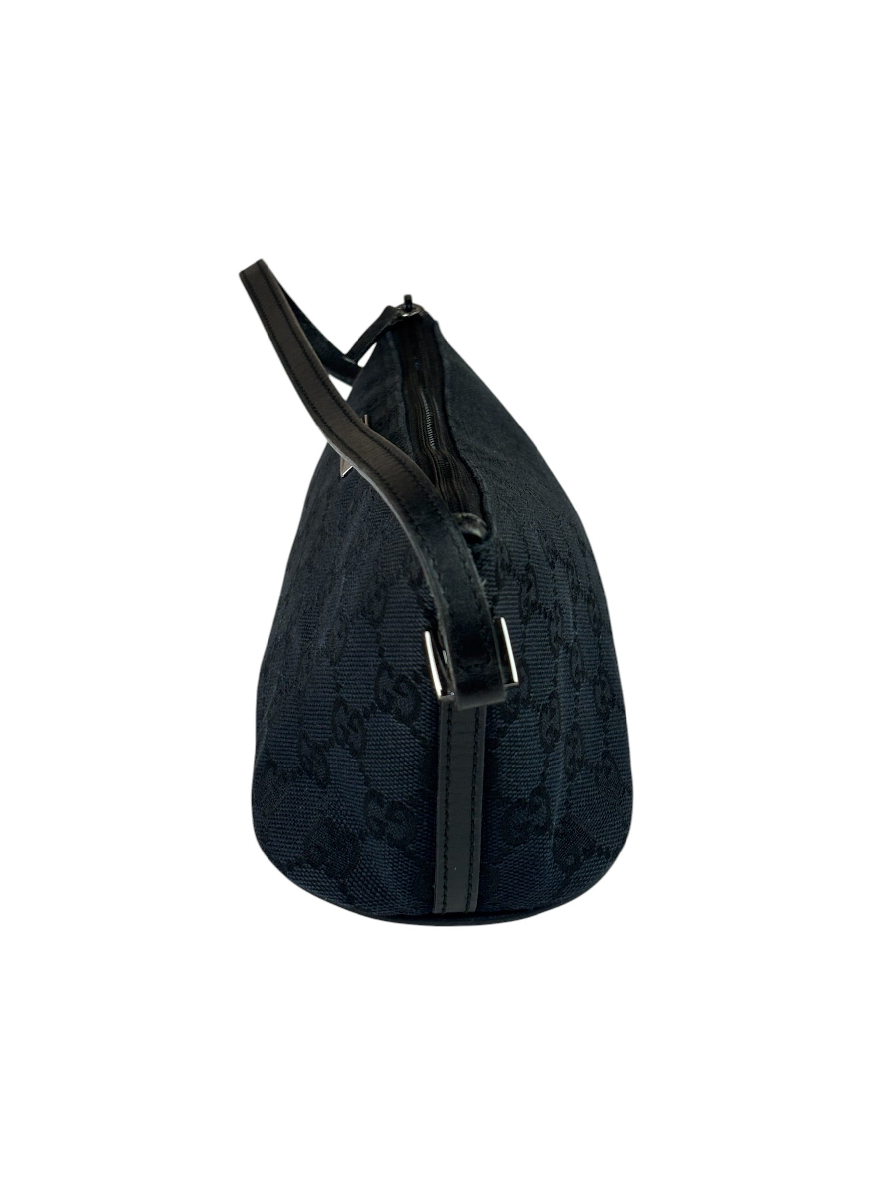 Gucci Black Canvas GG Print Mini Boat Pochette