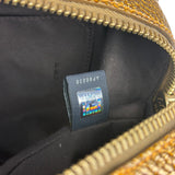 Fendi Metalic Gold Patent Pebbled Leather Media Boston Bag