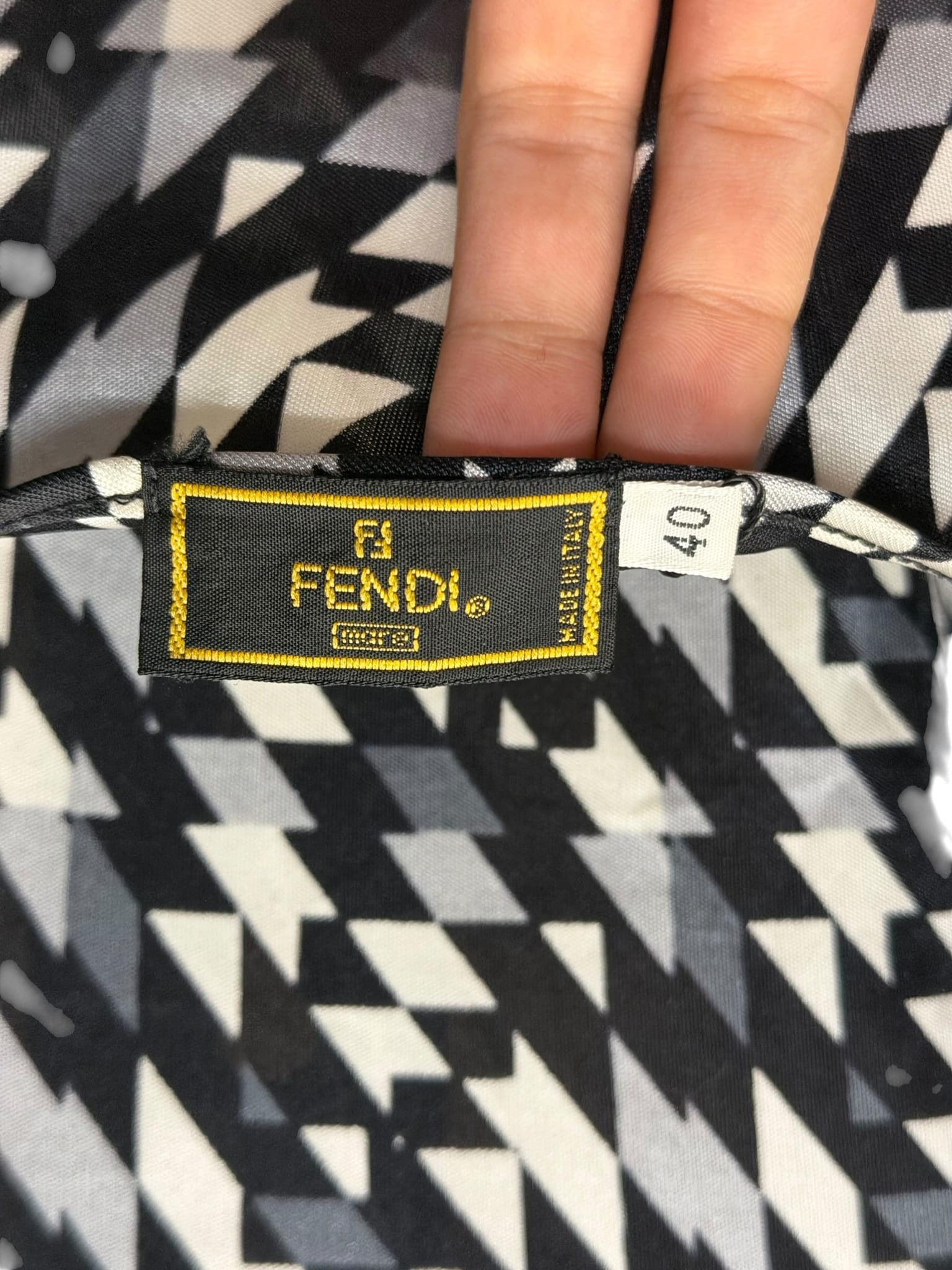 Fendi Black/White Geometric Patterned Sleeveless Tank Dress
