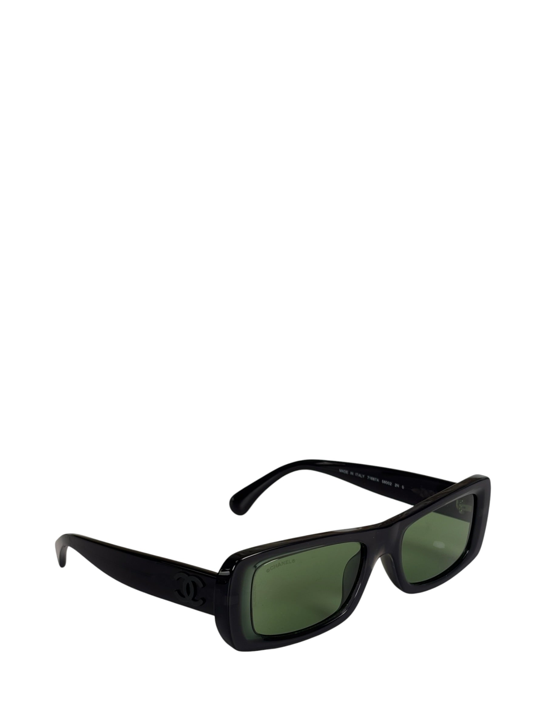 Chanel Grey/Green Rectangular 71687A Sunglasses