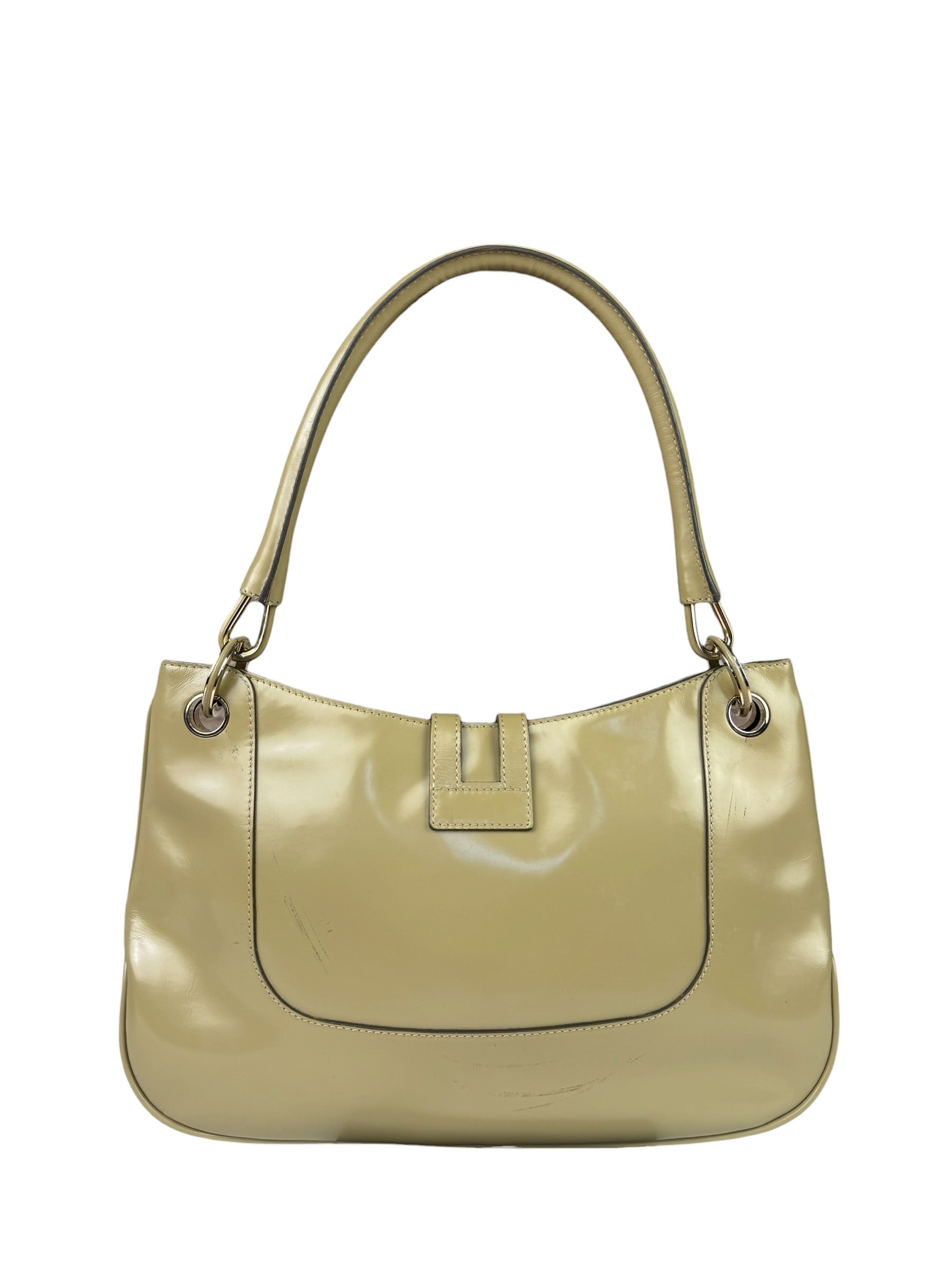 Gucci Vintage Beige Patent Leather Lady Lock Jackie Shoulder Bag