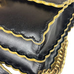 Fendi Black Leather Kan I Scallop Edge Flap Bag
