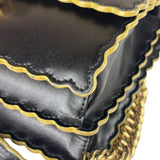 Fendi Black Leather Kan I Scallop Edge Flap Bag