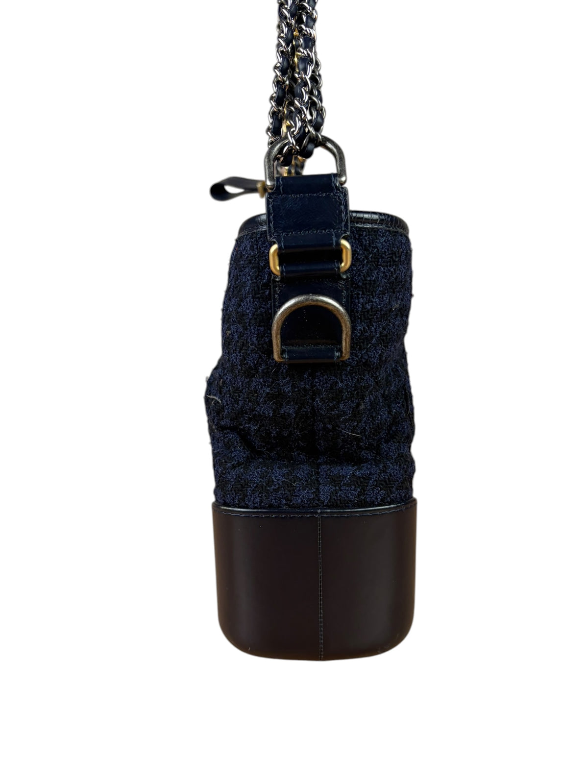 Chanel Navy Leather Trim/Tweed Gabrielle Shoulder Bag
