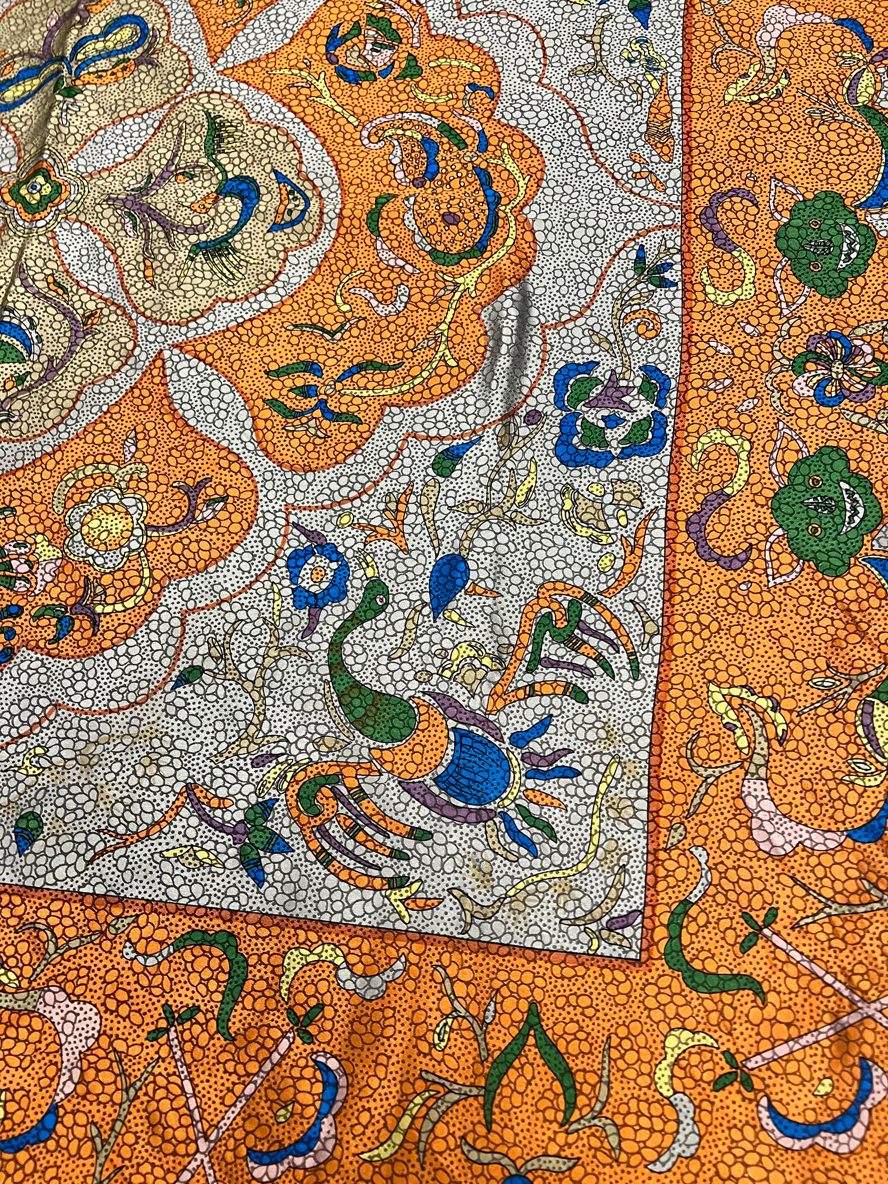 Fendi Silk Multicolor Textured Abstract Scarf