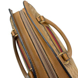 Gucci Brown Leather Trim Micro GG Sherry Line Boston Handbag