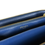 Prada Long Zip Leather Wallet Blue