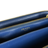 Prada Long Zip Leather Wallet Blue