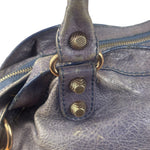 Balenciaga Vintage Distressed Purple Leather City Bag