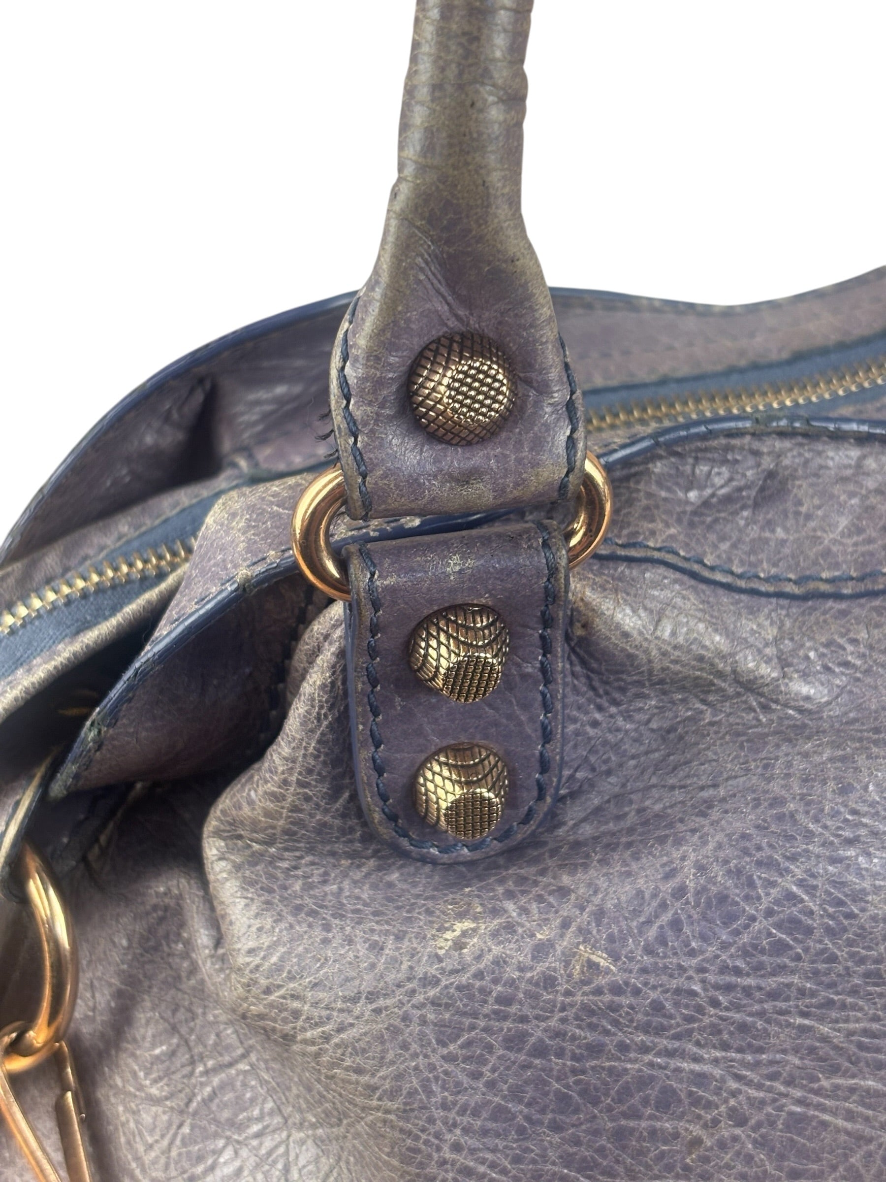 Balenciaga Vintage Distressed Purple Leather City Bag
