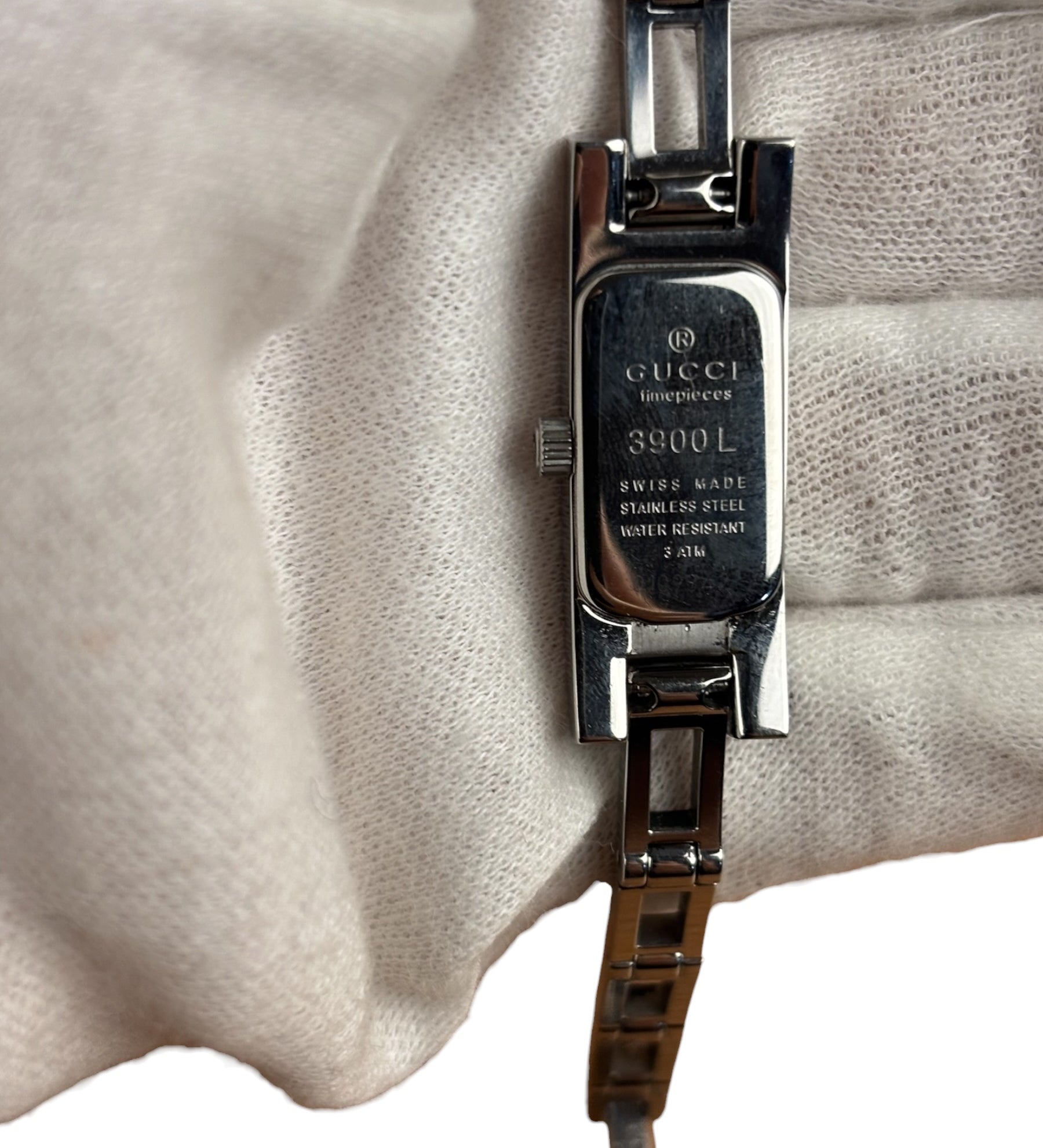 Gucci Vintage Black Dial Narrow Rectangular Link Watch 3900L