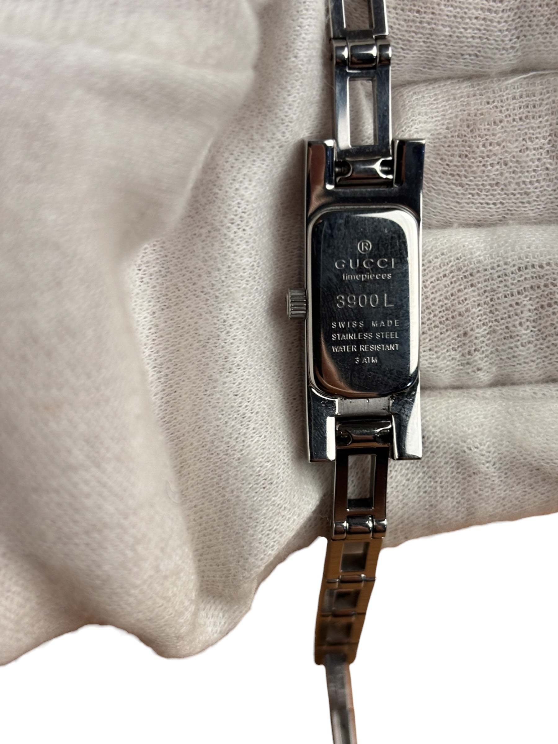 Gucci Vintage Black Dial Narrow Rectangular Link Watch 3900L