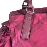 Burberry Plum Nylon/Leather Trim Nova Check Buckleigh Packable Tote