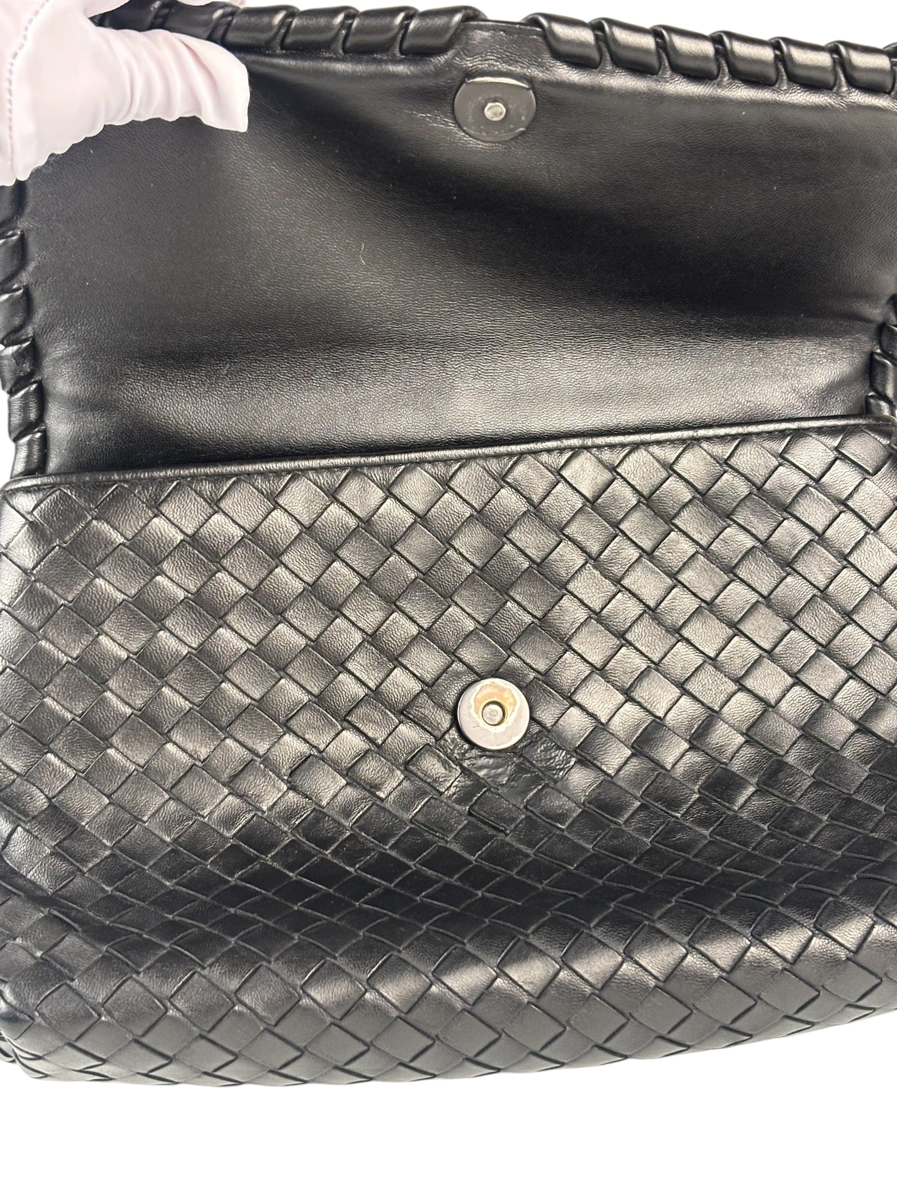 Bottega Veneta Black Intrecciato Shoulder Bag