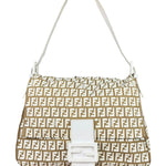 Fendi Vintage Beige Canvas Rubber FF Print Mamma Baguette
