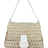 Fendi Vintage Beige Canvas Rubber FF Print Mamma Baguette