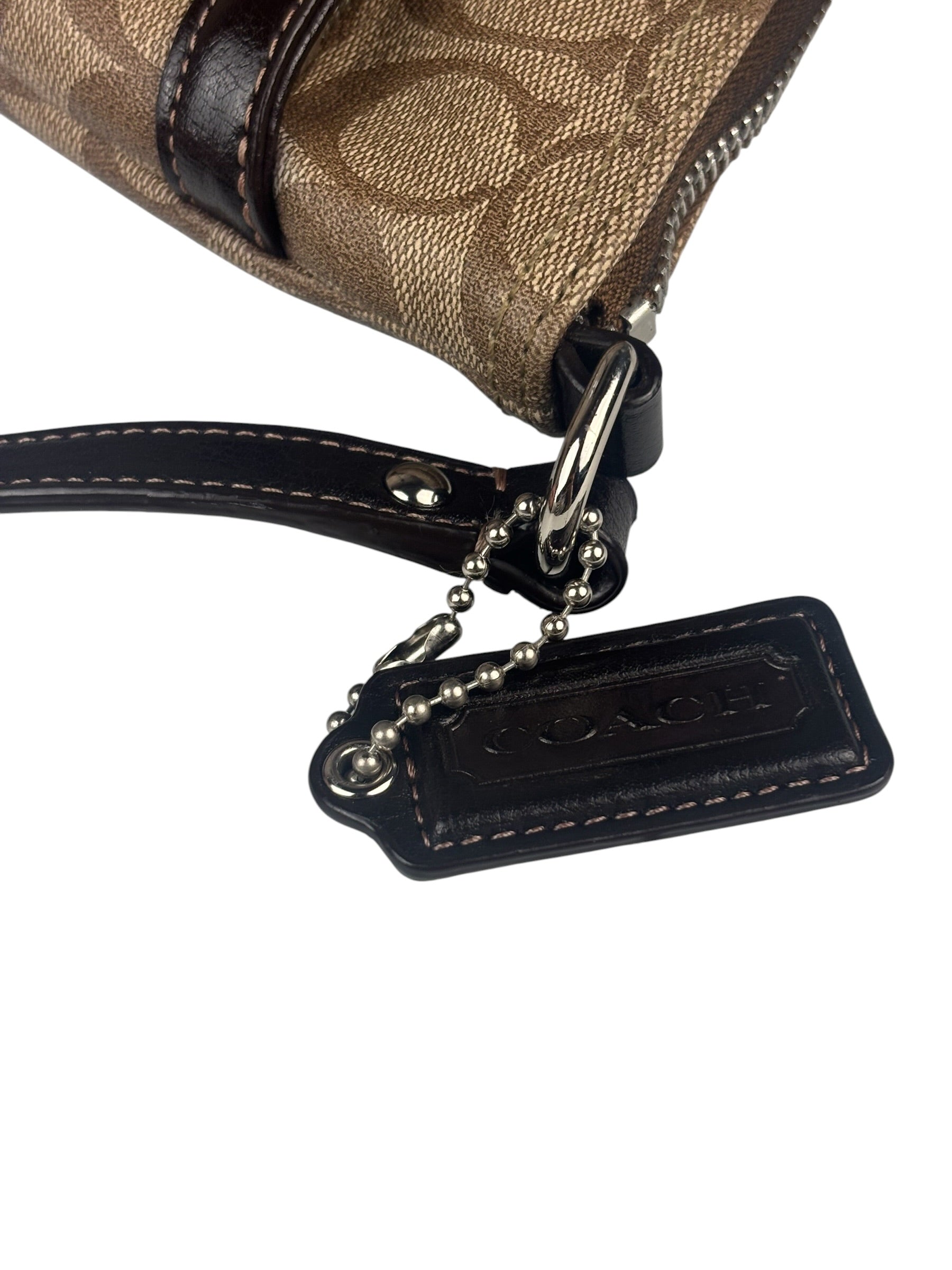 Coach Brown Leather Trim Signature Peyton File Crossbody