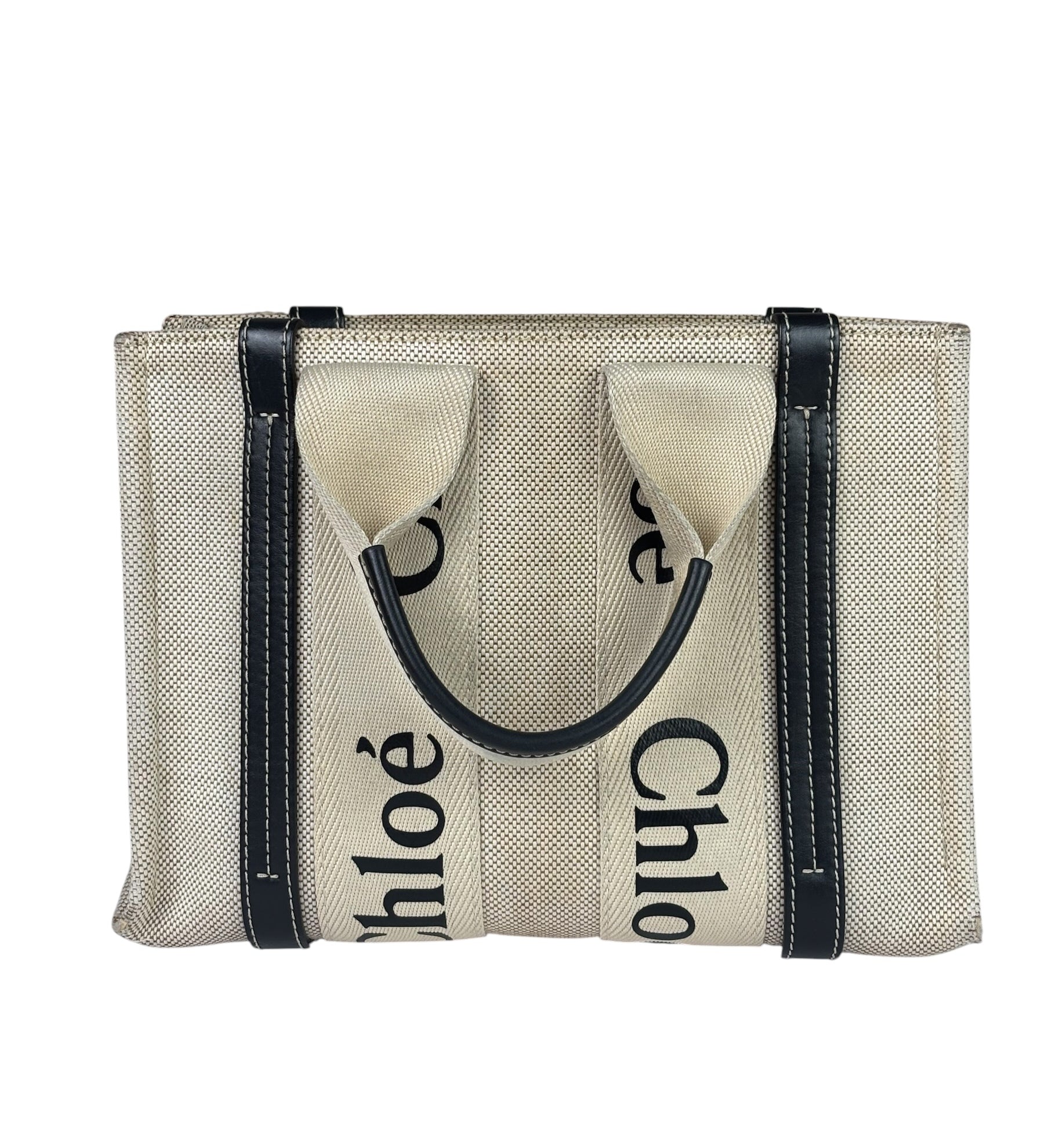 Chloe Grey/Black Leather Trim Tote